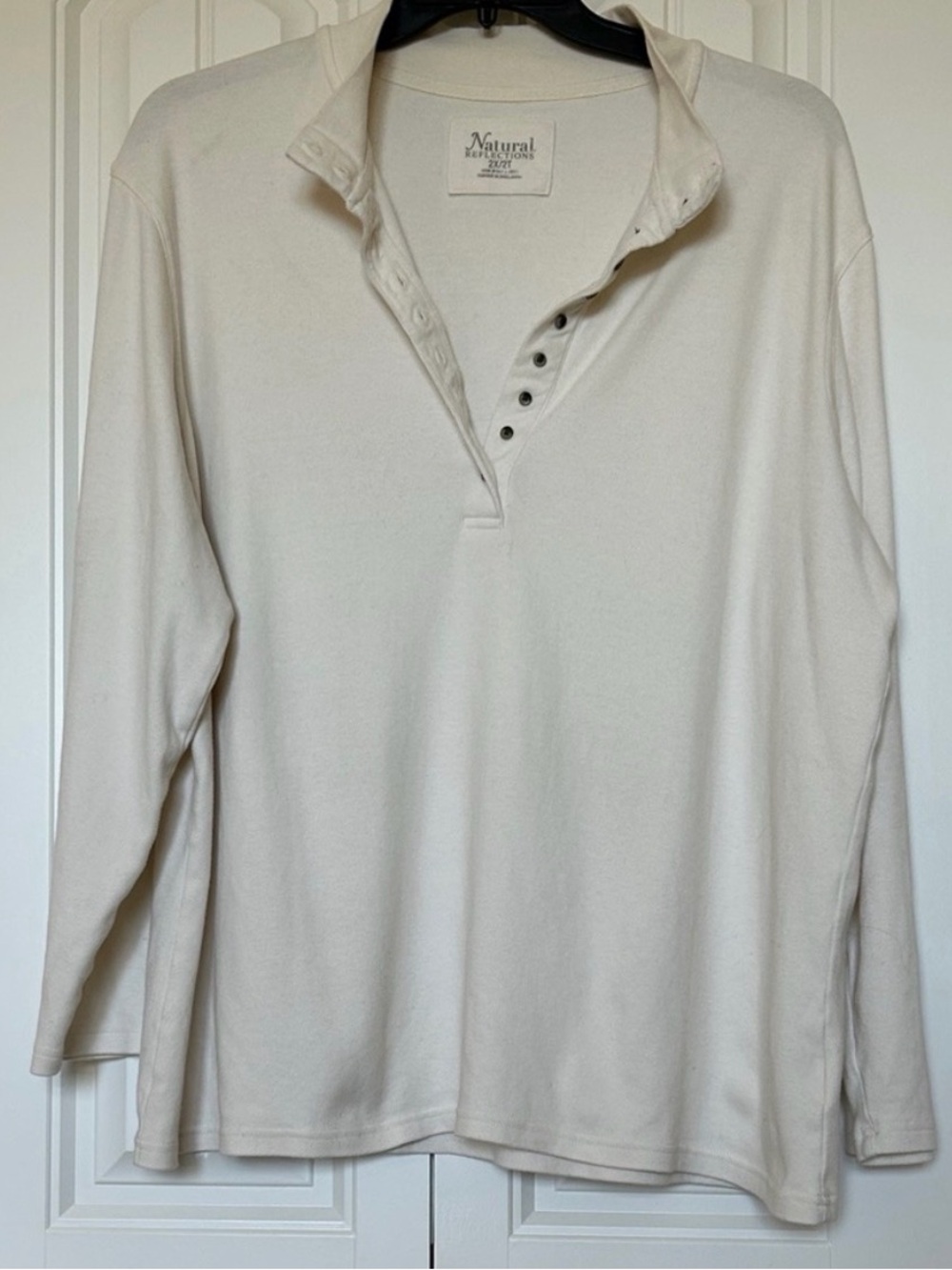 Natural Reflections Cream Long Sleeve Henley Top